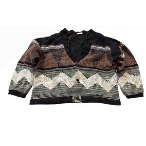 VTG Bachrach L Zigzag 3D chunky Knit cardigan Sweater grandpa preppy grunge fall